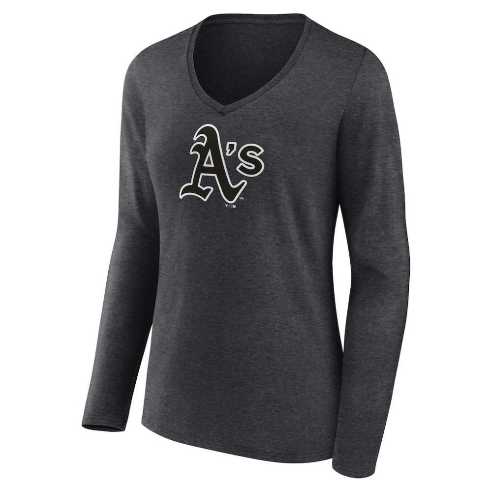 Charcoal Athletics Women's Personalized Monochrome Name & Number Long Sleeve V-Neck T-Shirt