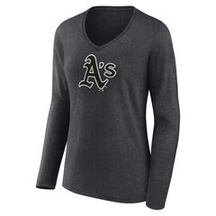 Charcoal Athletics Women's Personalized Monochrome Name & Number Long Sleeve V-Neck T-Shirt