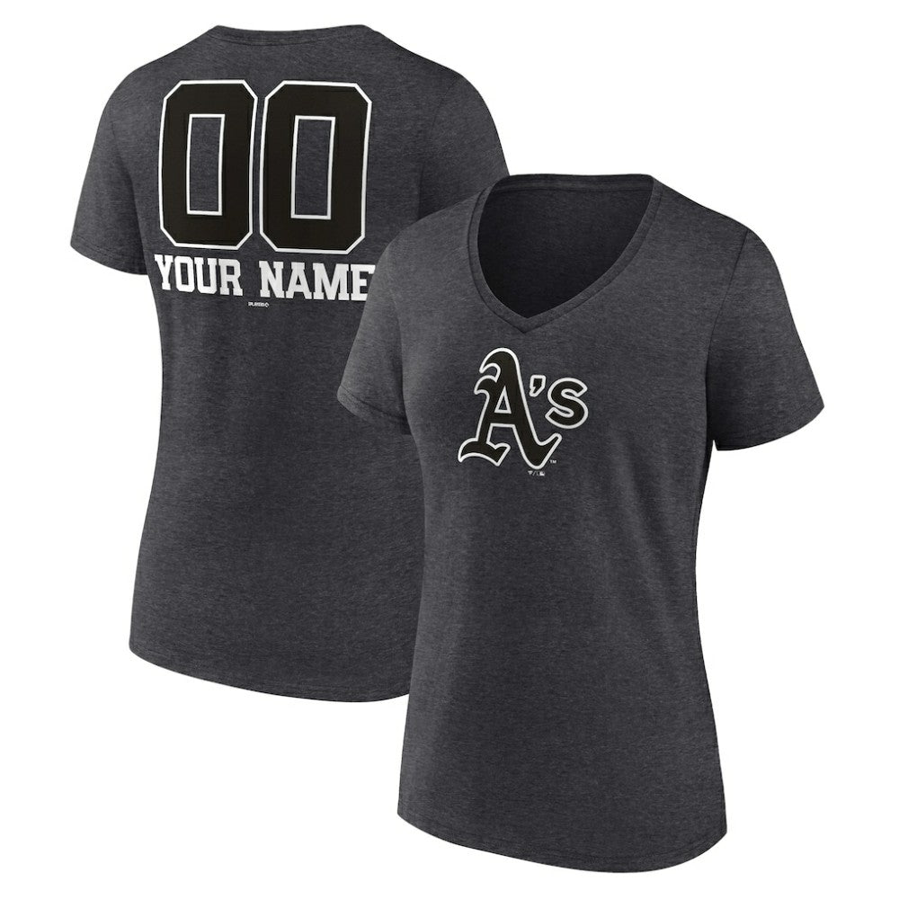 Charcoal Athletics Women's Personalized Monochrome Name & Number V-Neck T-Shirt