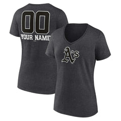 Charcoal Athletics Women's Personalized Monochrome Name & Number V-Neck T-Shirt
