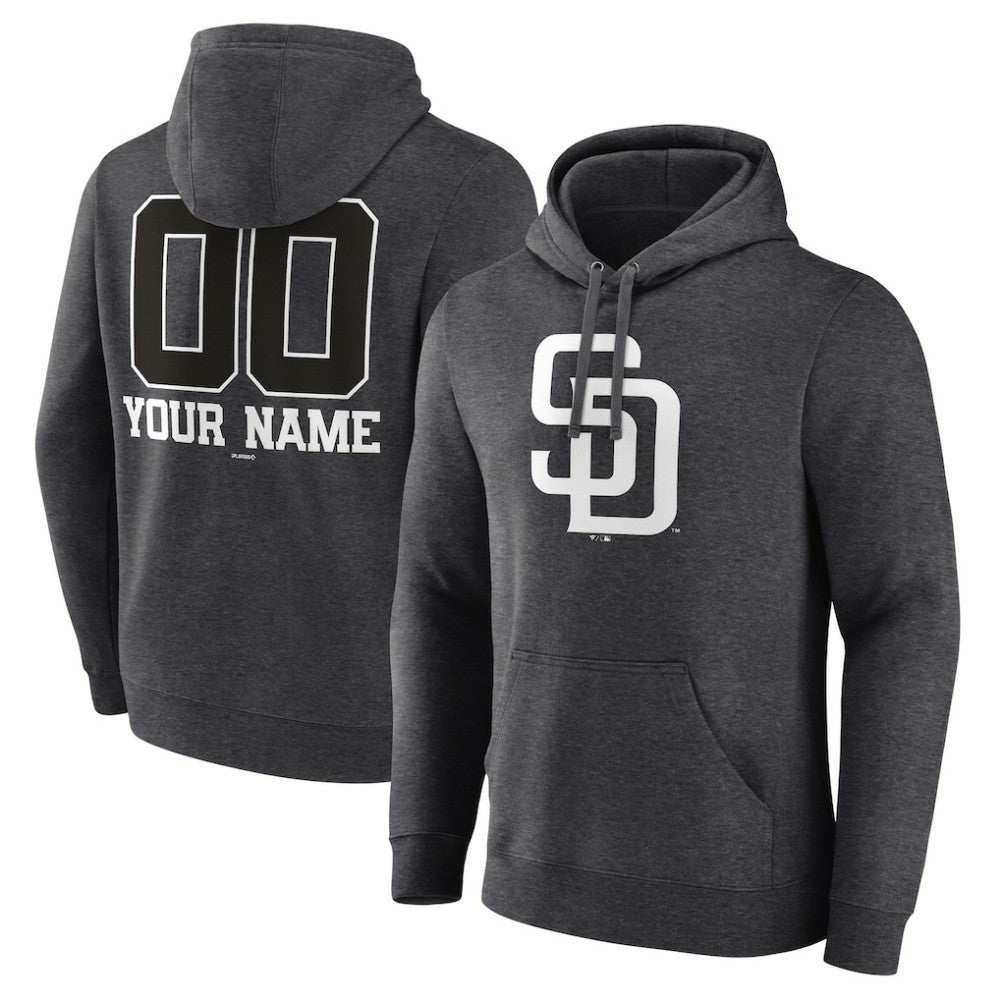 Charcoal San Diego Padres Personalized Monochrome Name & Number Pullover Hoodie