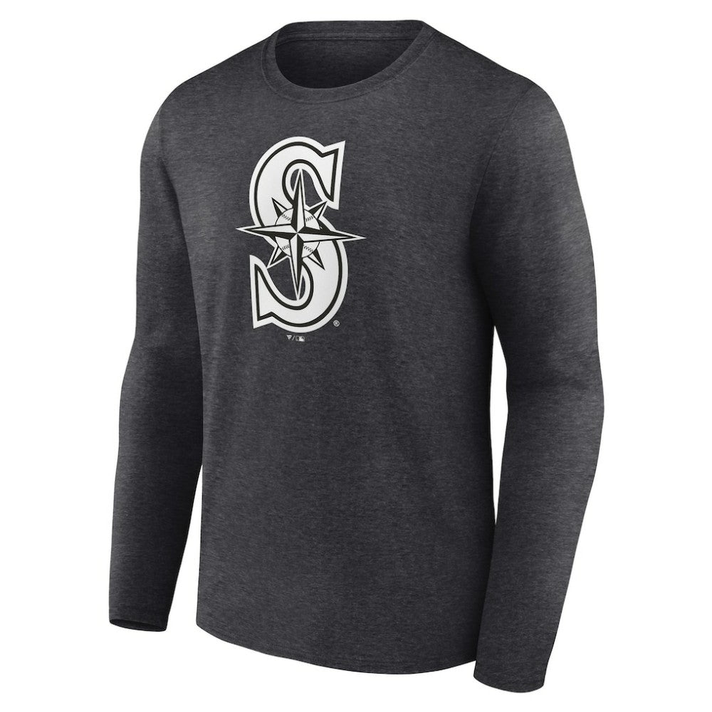 Charcoal Seattle Mariners Personalized Monochrome Name & Number Long Sleeve T-Shirt