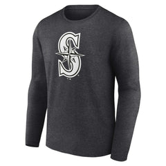 Charcoal Seattle Mariners Personalized Monochrome Name & Number Long Sleeve T-Shirt