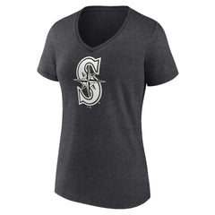 Charcoal Seattle Mariners Women's Personalized Monochrome Name & Number V-Neck T-Shirt