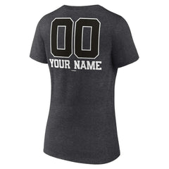 Charcoal Seattle Mariners Women's Personalized Monochrome Name & Number V-Neck T-Shirt