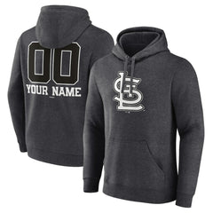 Charcoal St. Louis Cardinals Personalized Monochrome Name & Number Pullover Hoodie