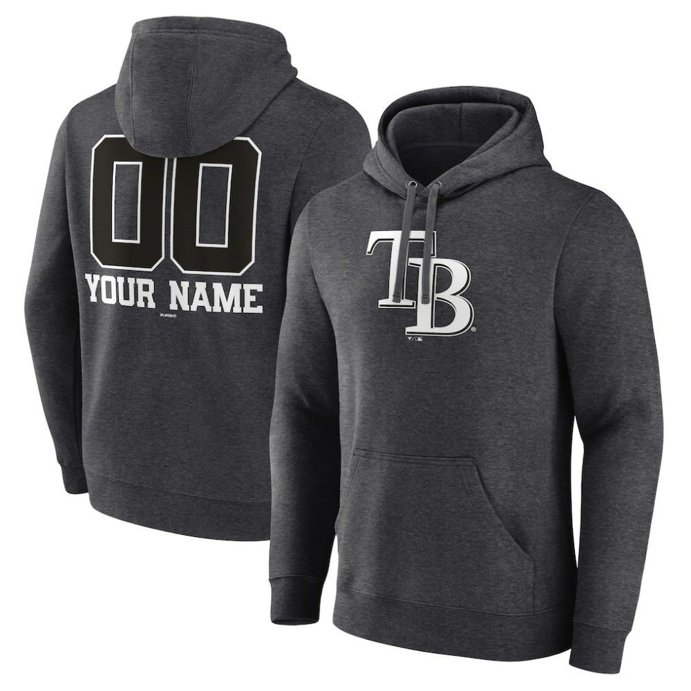 Charcoal Tampa Bay Rays Personalized Monochrome Name & Number Pullover Hoodie
