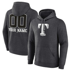 Charcoal Texas Rangers Personalized Monochrome Name & Number Pullover Hoodie