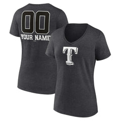 Charcoal Texas Rangers Women's Personalized Monochrome Name & Number V-Neck T-Shirt