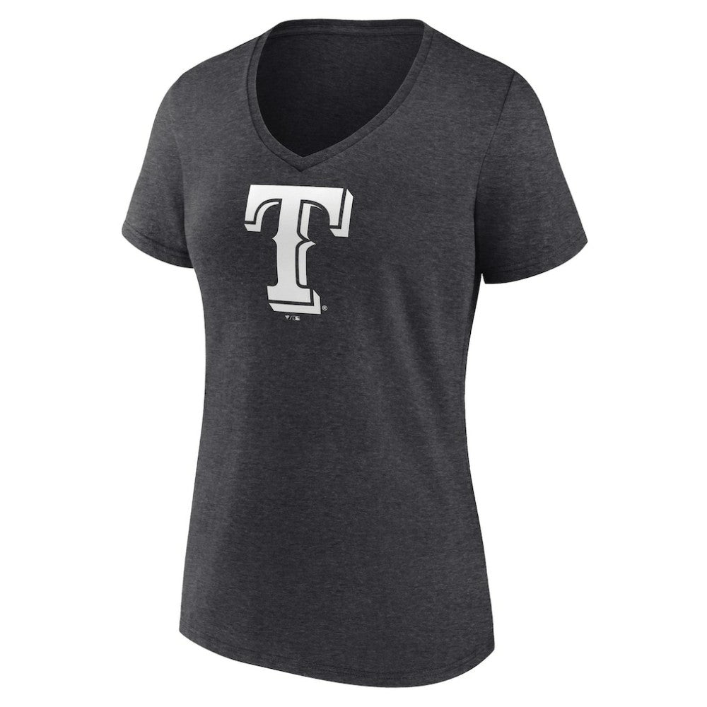 Charcoal Texas Rangers Women's Personalized Monochrome Name & Number V-Neck T-Shirt