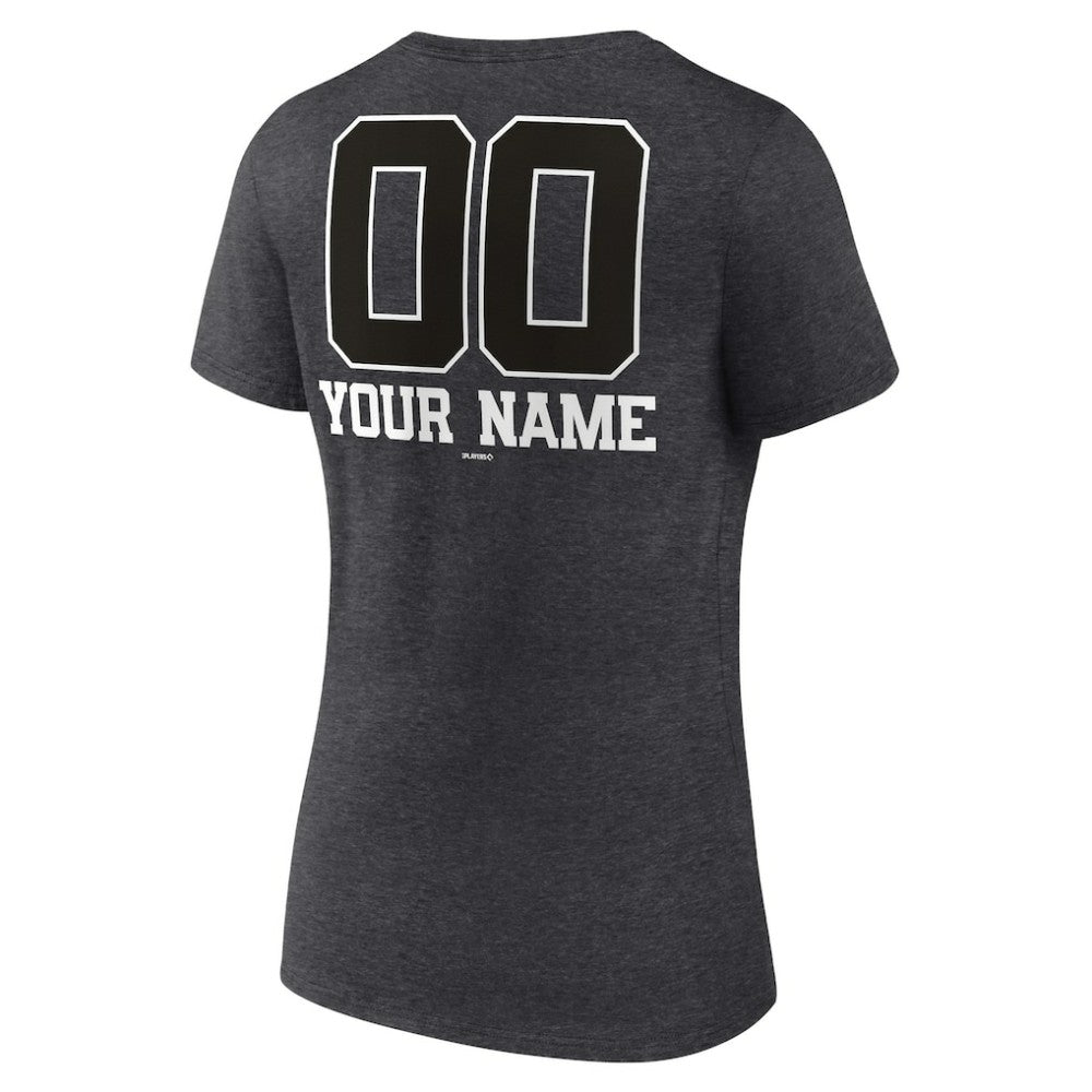 Charcoal Texas Rangers Women's Personalized Monochrome Name & Number V-Neck T-Shirt
