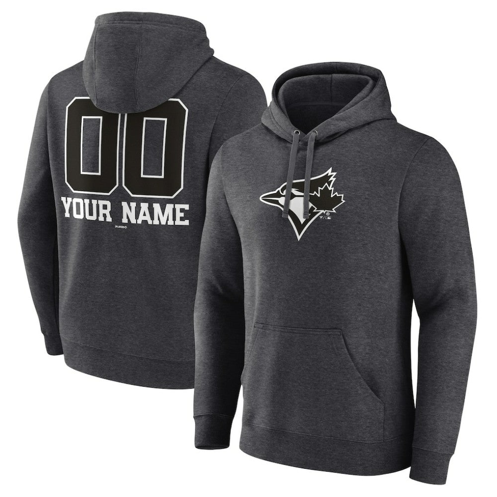 Charcoal Toronto Blue Jays Personalized Monochrome Name & Number Pullover Hoodie