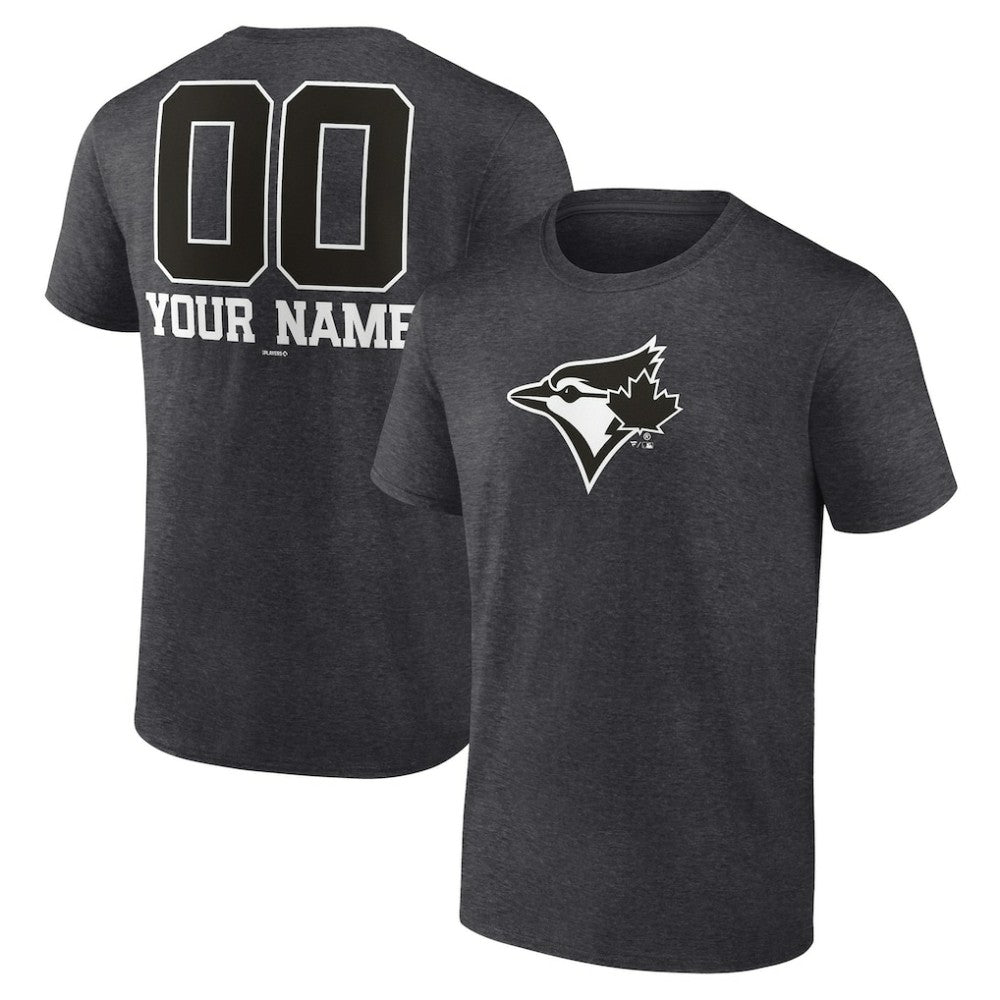 Charcoal Toronto Blue Jays Personalized Monochrome Name & Number T-Shirt