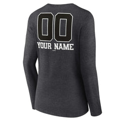 Charcoal Toronto Blue Jays Women's Personalized Monochrome Name & Number Long Sleeve V-Neck T-Shirt