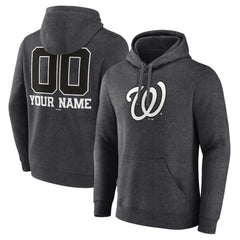 Charcoal Washington Nationals Personalized Monochrome Name & Number Pullover Hoodie