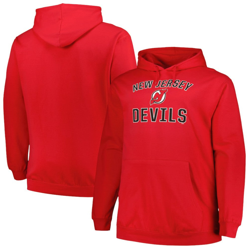 NHL New Jersey Devils Profile Big & Tall Arch Over Logo Pullover Hoodie