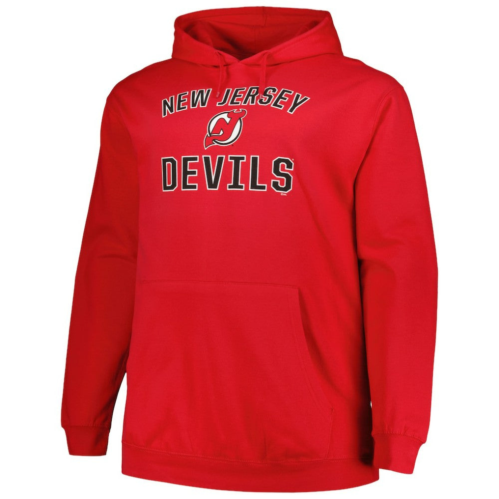 NHL New Jersey Devils Profile Big & Tall Arch Over Logo Pullover Hoodie