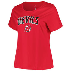 NHL New Jersey Devils Profile Women's Plus Size Arch Over Logo T-Shirt