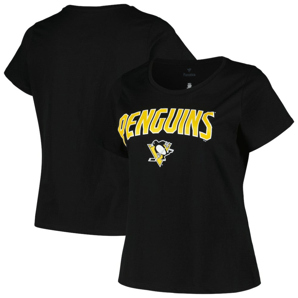 NHL Pittsburgh Penguins Profile Women's Plus Size Arch Over Logo T-Shirt