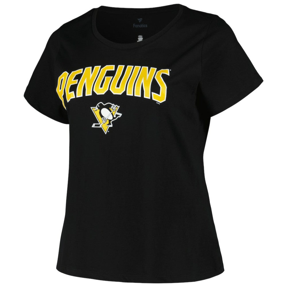 NHL Pittsburgh Penguins Profile Women's Plus Size Arch Over Logo T-Shirt