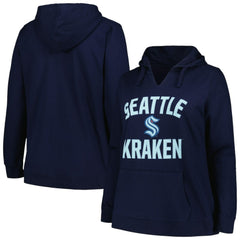NHL Seattle Kraken Profile Women's Plus Size Arch Over Logo Pullover Hoodie