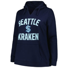 NHL Seattle Kraken Profile Women's Plus Size Arch Over Logo Pullover Hoodie