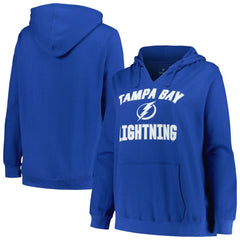 NHL Tampa Bay Lightning Profile Women's Plus Size Arch Over Logo Pullover Hoodie