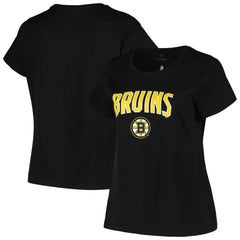 NHL Boston Bruins Profile Women's Plus Size Arch Over Logo T-Shirt