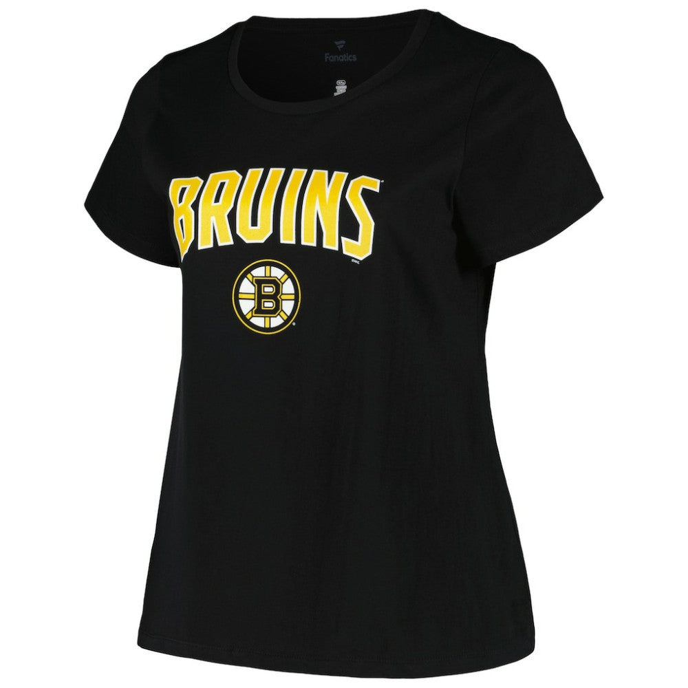NHL Boston Bruins Profile Women's Plus Size Arch Over Logo T-Shirt