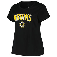NHL Boston Bruins Profile Women's Plus Size Arch Over Logo T-Shirt