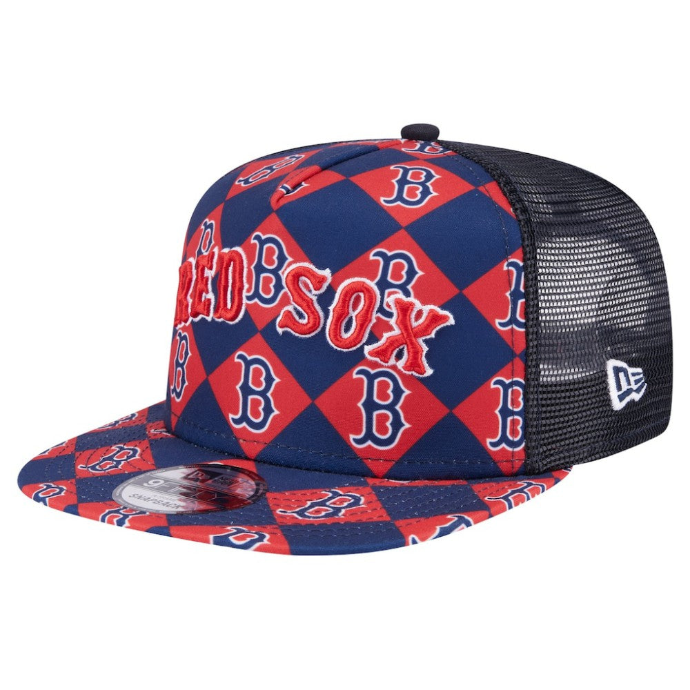 Navy Boston Red Sox New Era Seeing Diamonds A-Frame Trucker 9FIFTY Snapback Hat