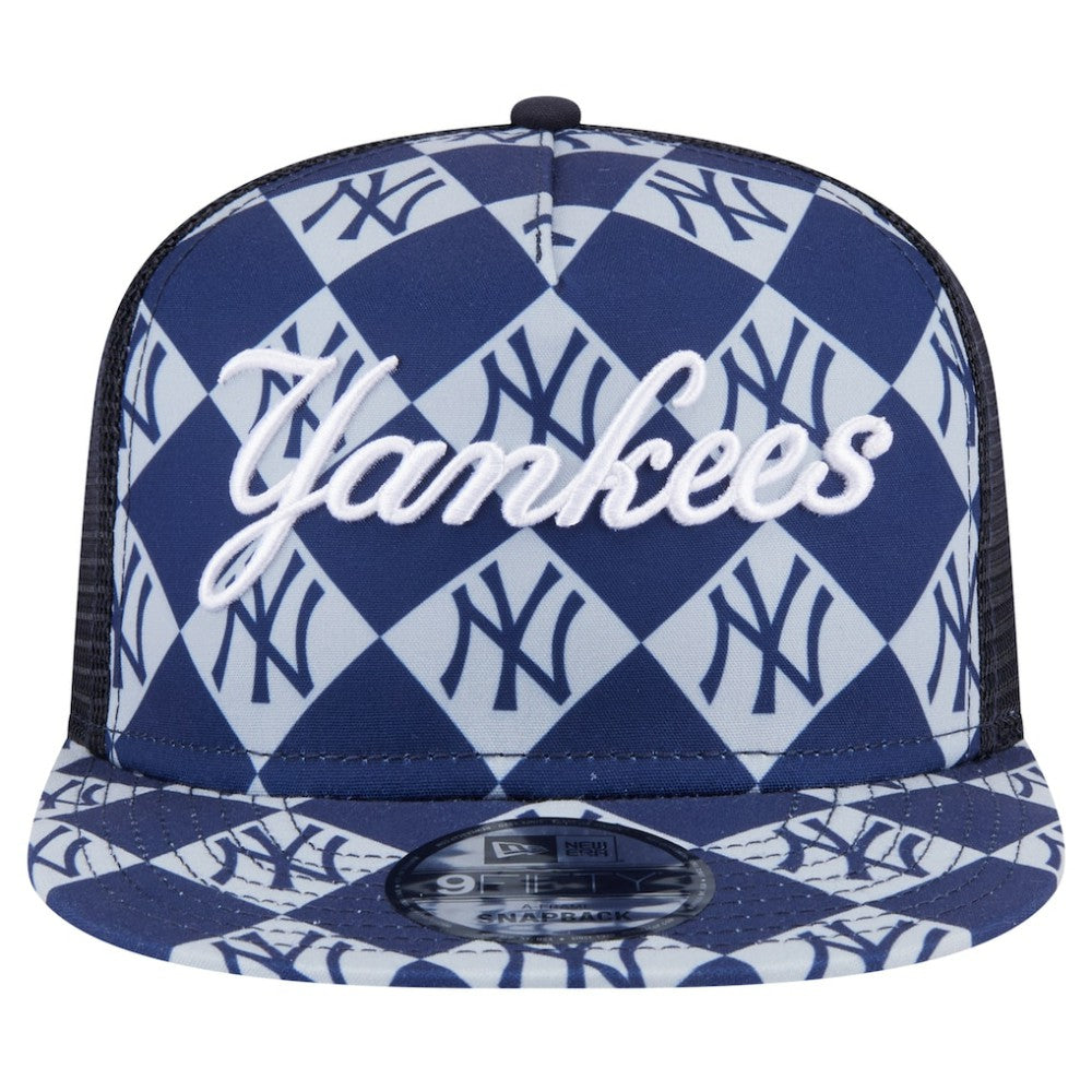 Navy New York Yankees New Era Seeing Diamonds A-Frame Trucker 9FIFTY Snapback Hat