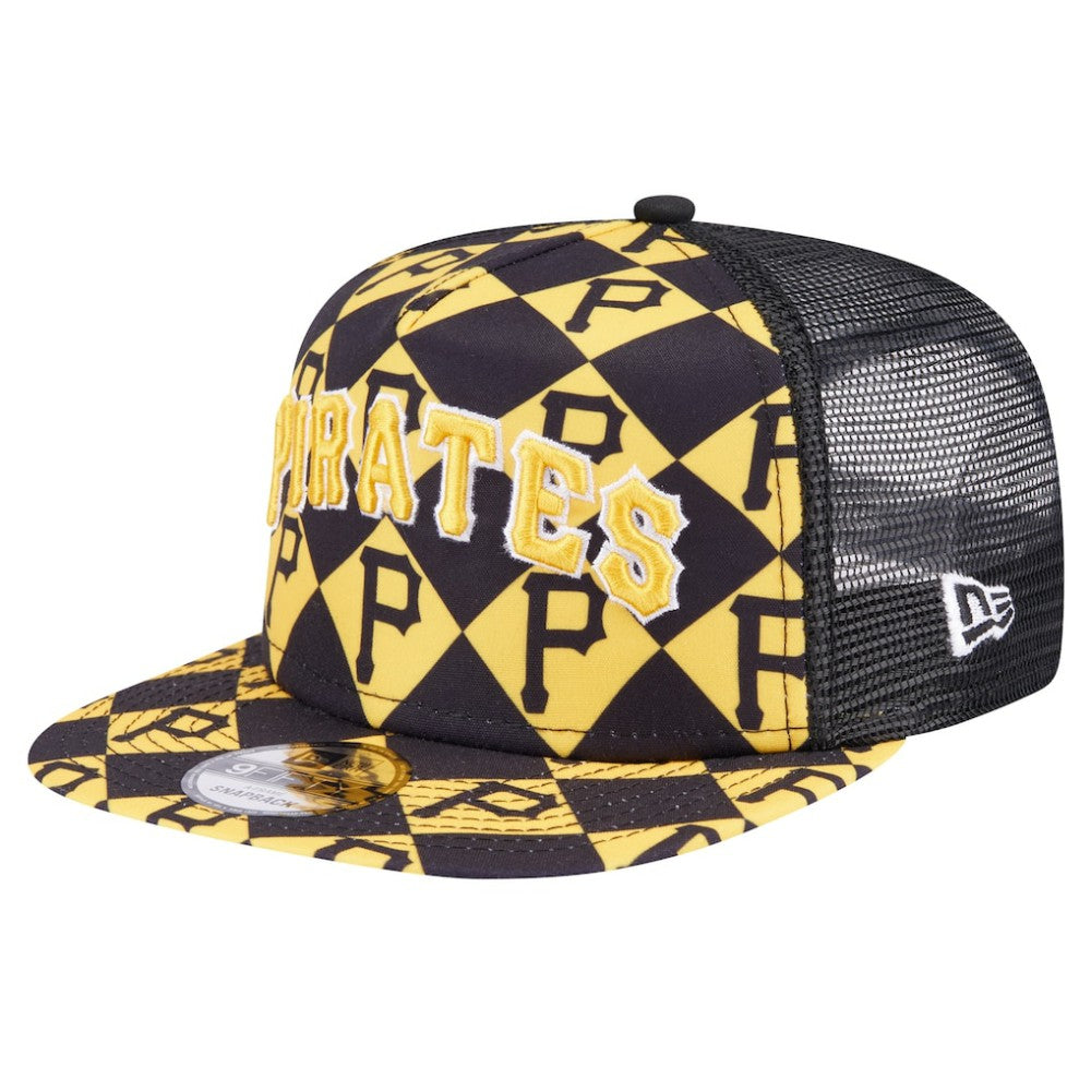 Black Pittsburgh Pirates New Era Seeing Diamonds A-Frame Trucker 9FIFTY Snapback Hat