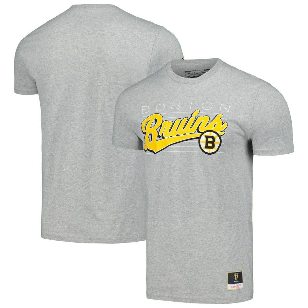 NHL Boston Bruins Mitchell & Ness 100th Anniversary Script Sweep T-Shirt