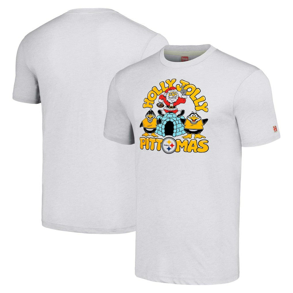 Homage Unisex Holiday Tri-Blend T-Shirt - Pittsburgh Steelers T-shirts