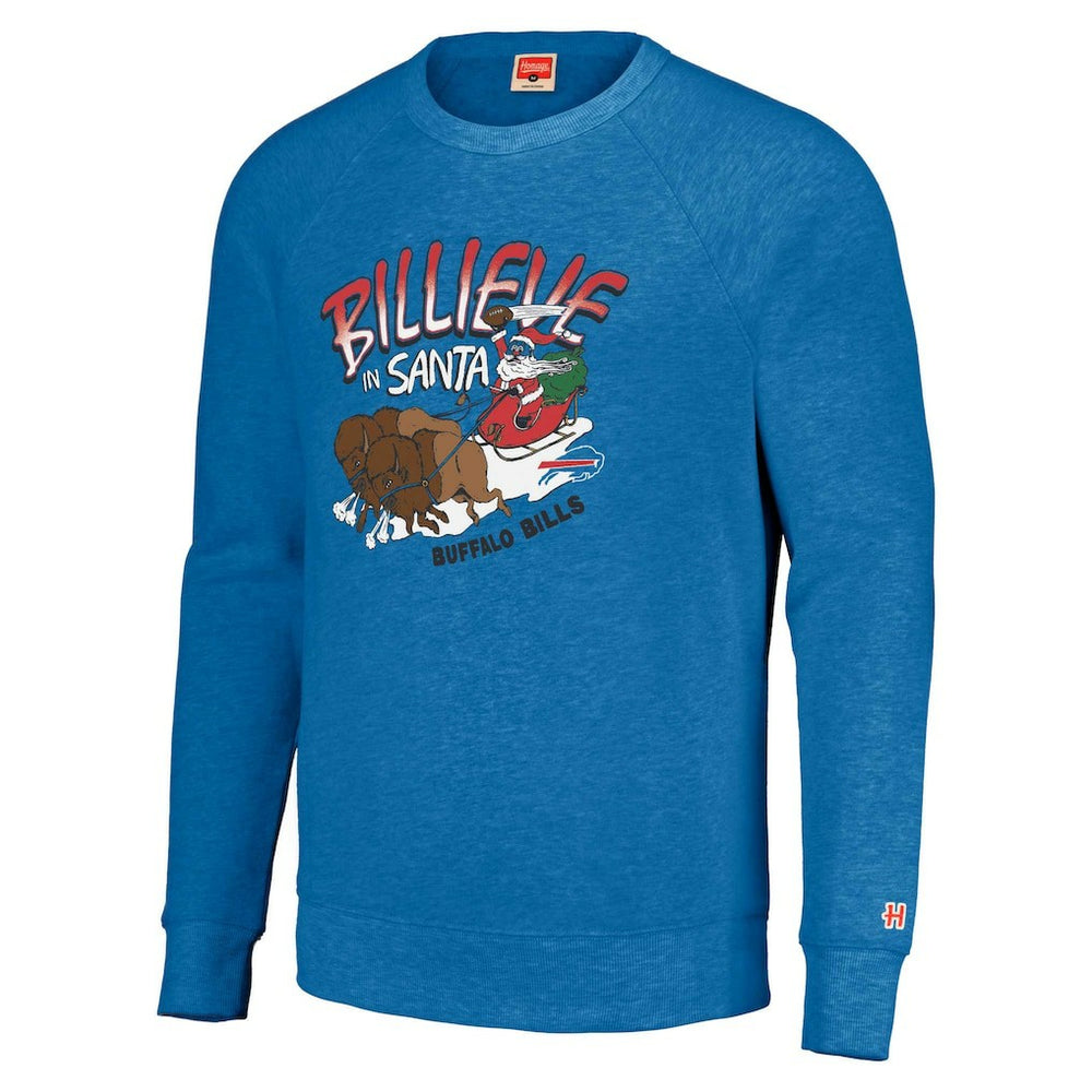 Homage Unisex Holiday Raglan Tri-Blend Pullover Sweatshirt - Buffalo Bills Pullover
