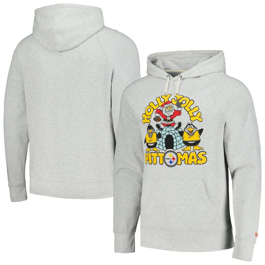 Homage Unisex Holiday Raglan Tri-Blend Pullover Hoodie - Pittsburgh Steelers Hoodies