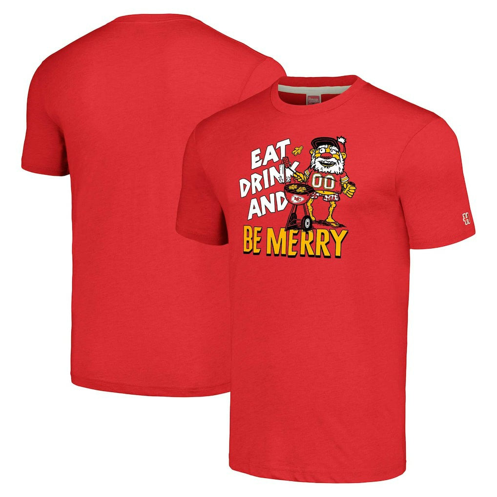 Homage Unisex Holiday Tri-Blend T-Shirt - Kansas City Chiefs T-shirts