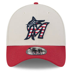 Khaki/Red Miami Marlins New Era 2024 Fourth of July 39THIRTY Flex Hat