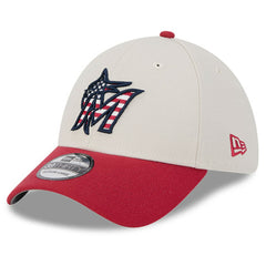 Khaki/Red Miami Marlins New Era 2024 Fourth of July 39THIRTY Flex Hat