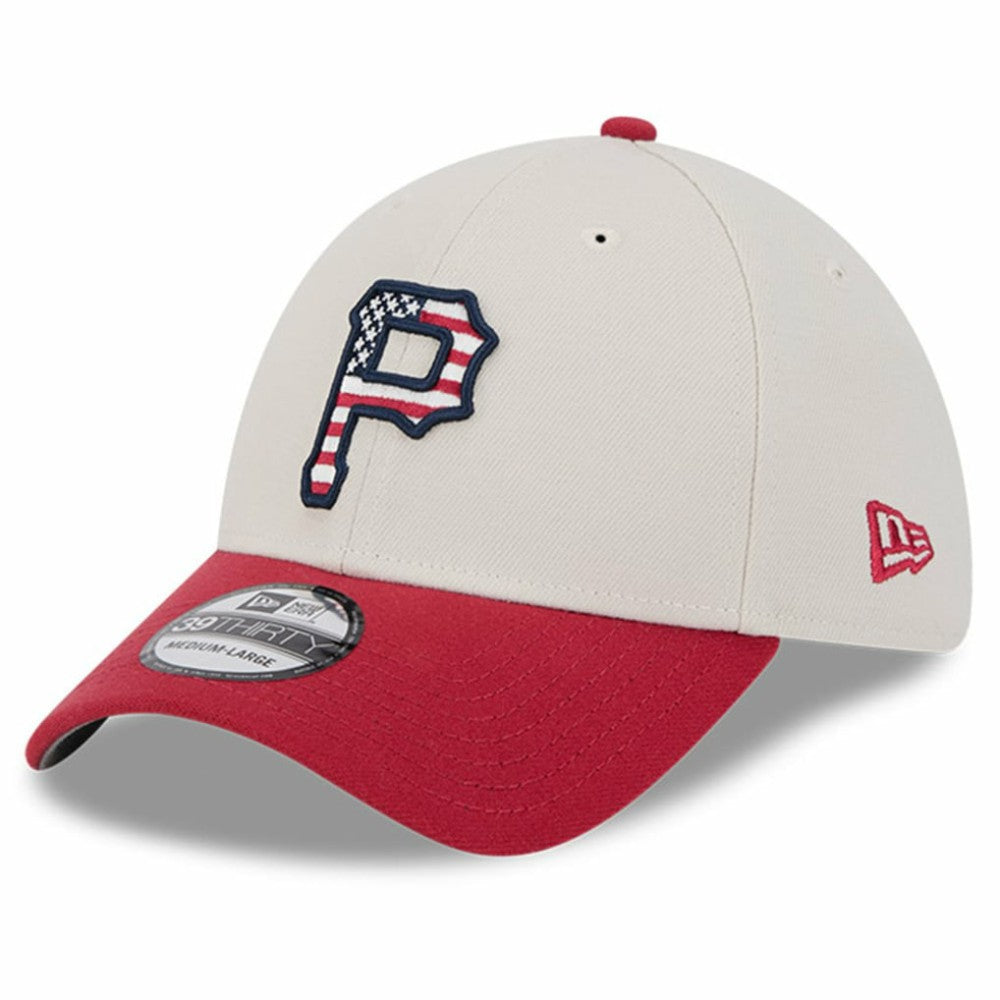 Khaki/Red Pittsburgh Pirates New Era 2024 Fourth of July 39THIRTY Flex Hat