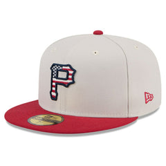 Khaki/Red Pittsburgh Pirates New Era 2024 Fourth of July 59FIFTY Fitted Hat