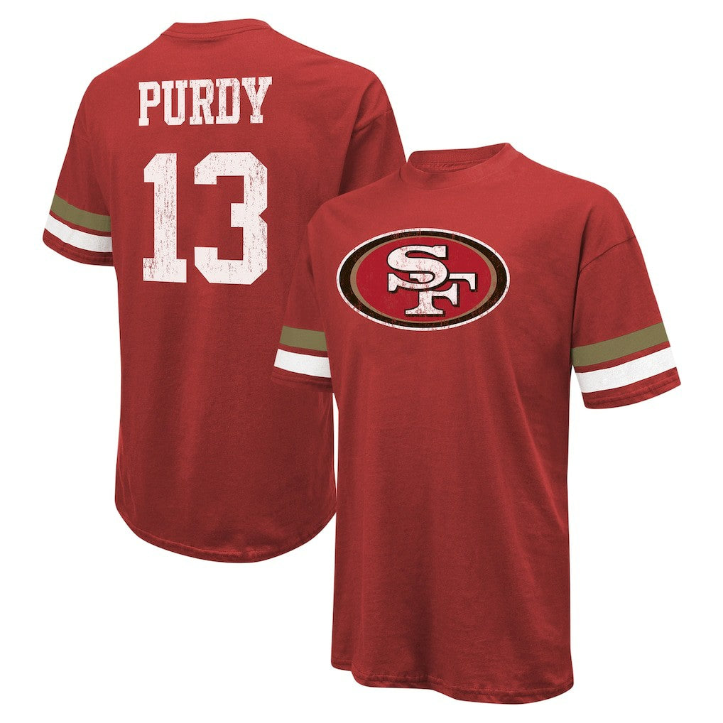Brock Purdy  Majestic Threads Name & Number Oversize Fit T-Shirt - San Francisco 49ers T-shirts