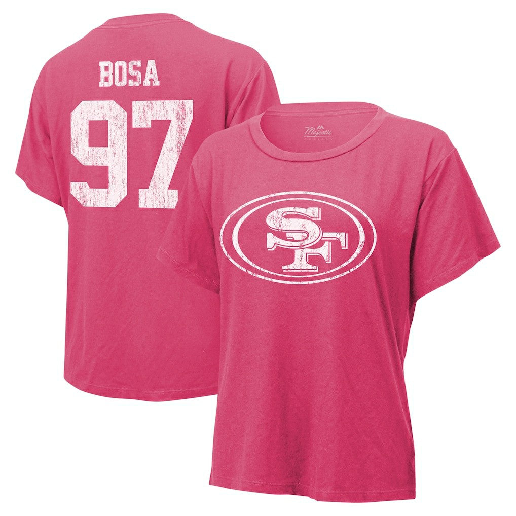 Nick Bosa  Majestic Threads Women's Name & Number T-Shirt - San Francisco 49ers T-shirts