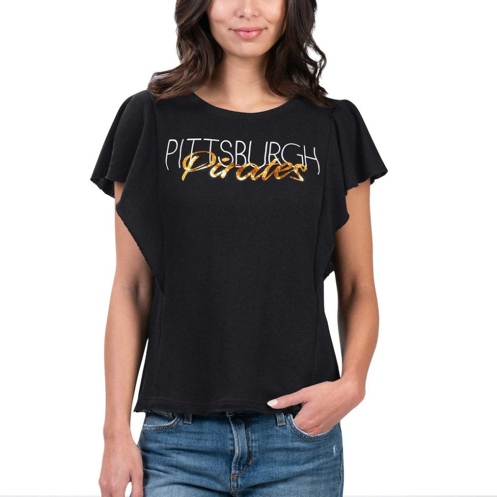 Black Pittsburgh Pirates G-III 4Her by Carl Banks Women's Crowd Wave T-Shirt