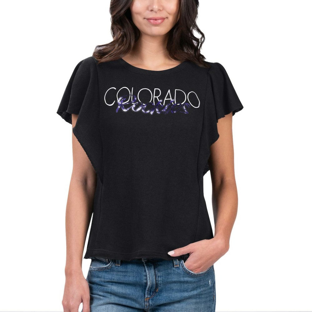 Black Colorado Rockies G-III 4Her by Carl Banks Women's Crowd Wave T-Shirt