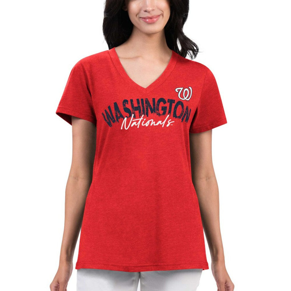 Red Washington Nationals G-III 4Her by Carl Banks Women's Key Move V-Neck T-Shirt