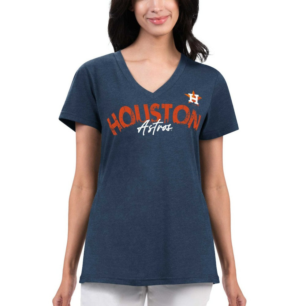 Navy Houston Astros G-III 4Her by Carl Banks Women's Key Move V-Neck T-Shirt
