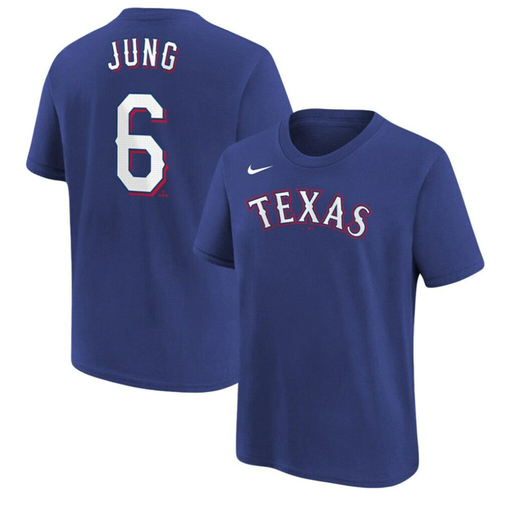 Royal Josh Jung Texas Rangers Nike Youth Name & Number T-Shirt