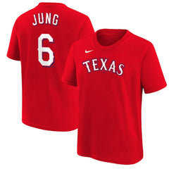 Red Josh Jung Texas Rangers Nike Youth Name & Number T-Shirt